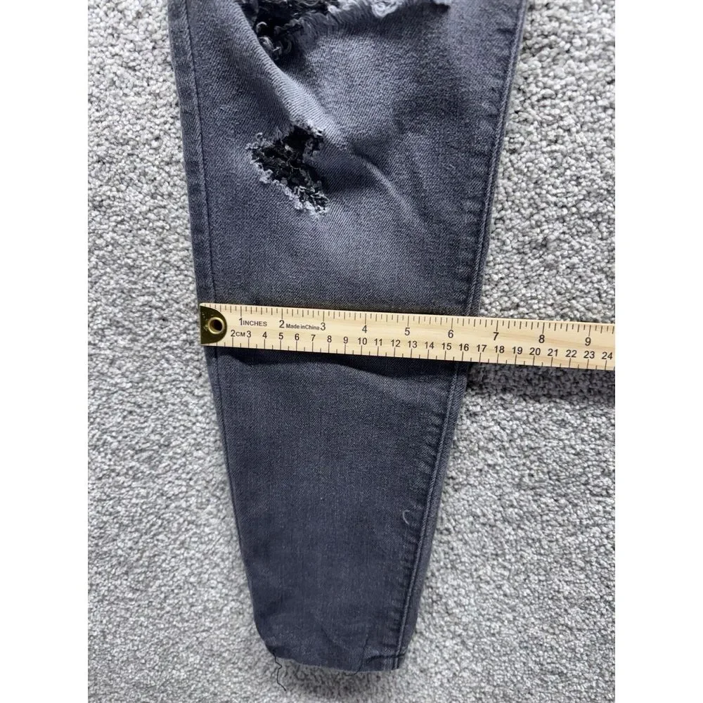 Judy Blue Jeans Womens 7/28 Black Grey Skinny Distressed Rip Grunge Made In USA‎ - Picture 7 of 12